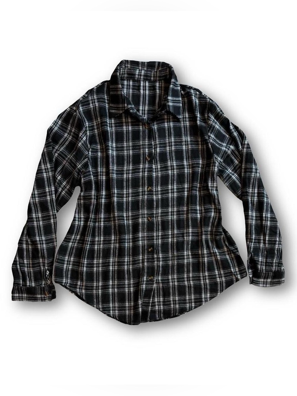 Black & White Plaid Button-Up Shirt M